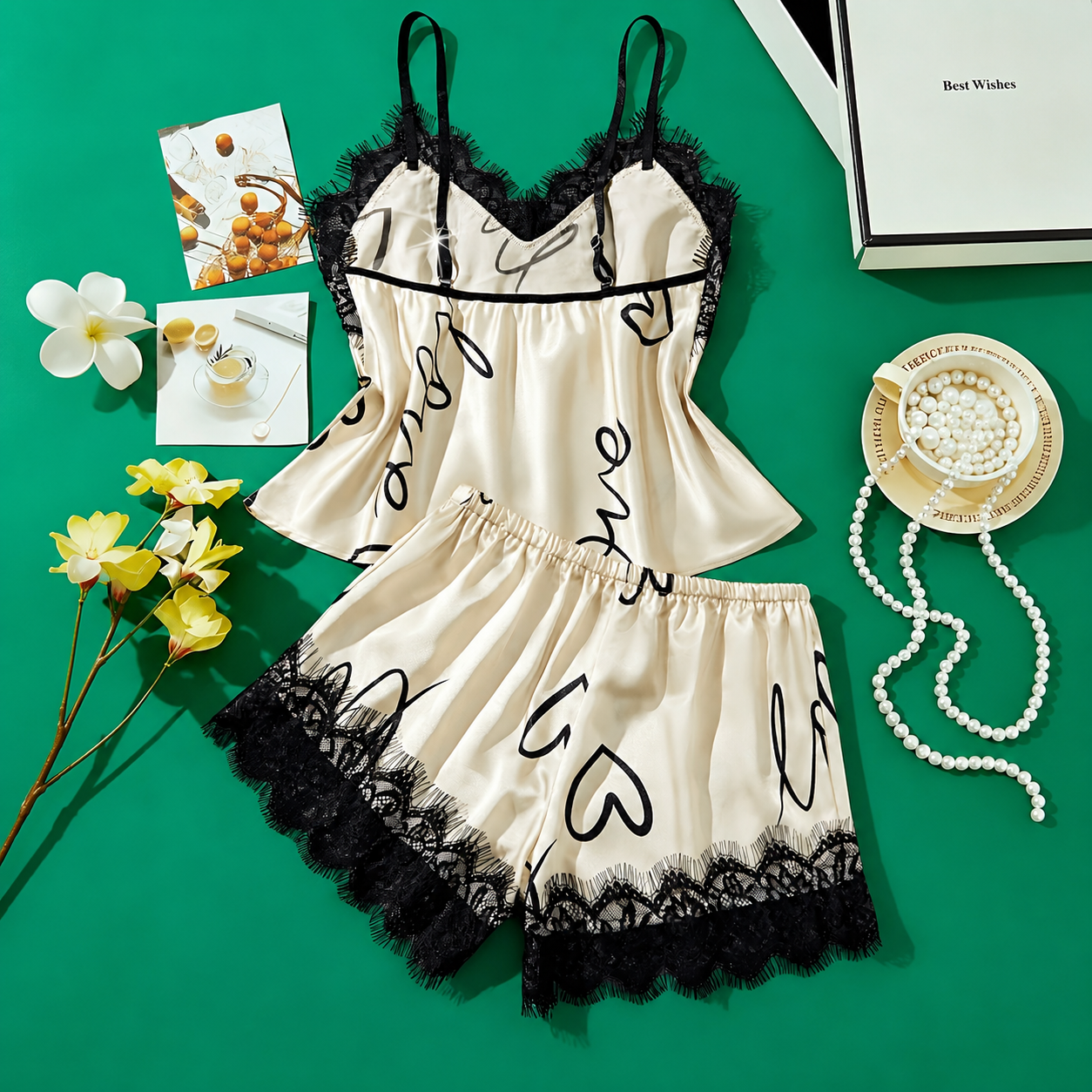 Lace Spaghetti Top Set Pajamas For Women