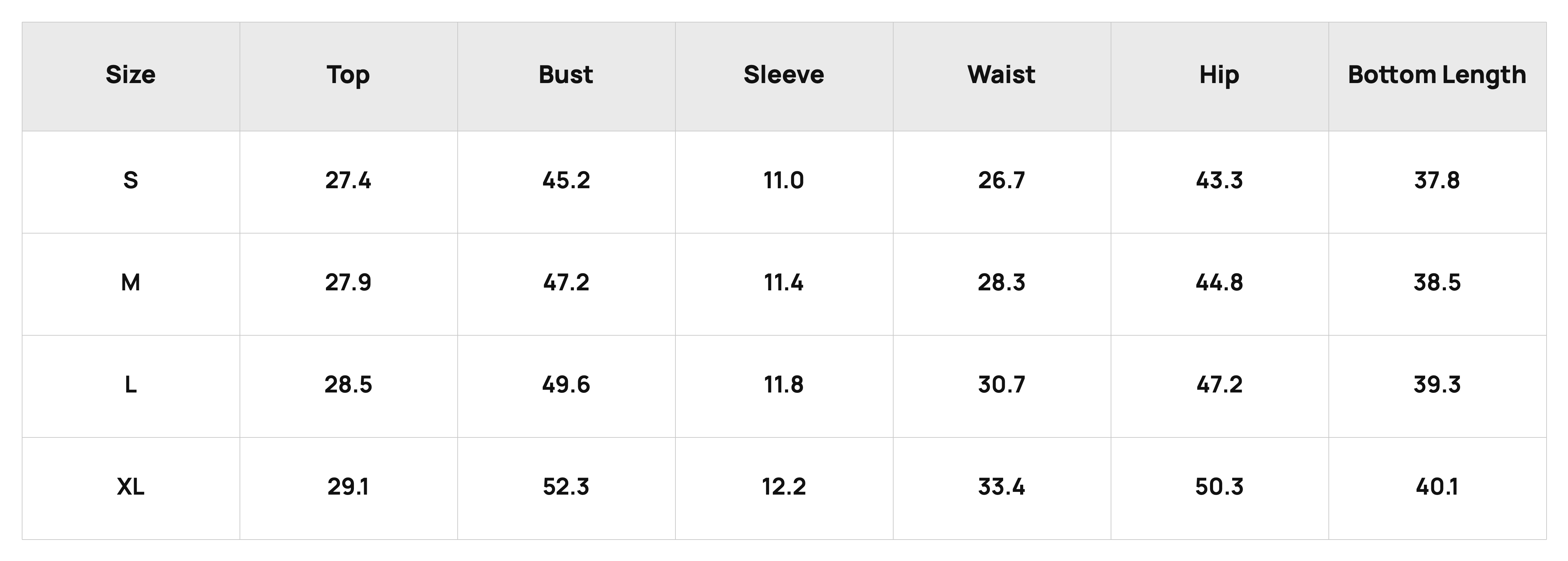 Size Chart