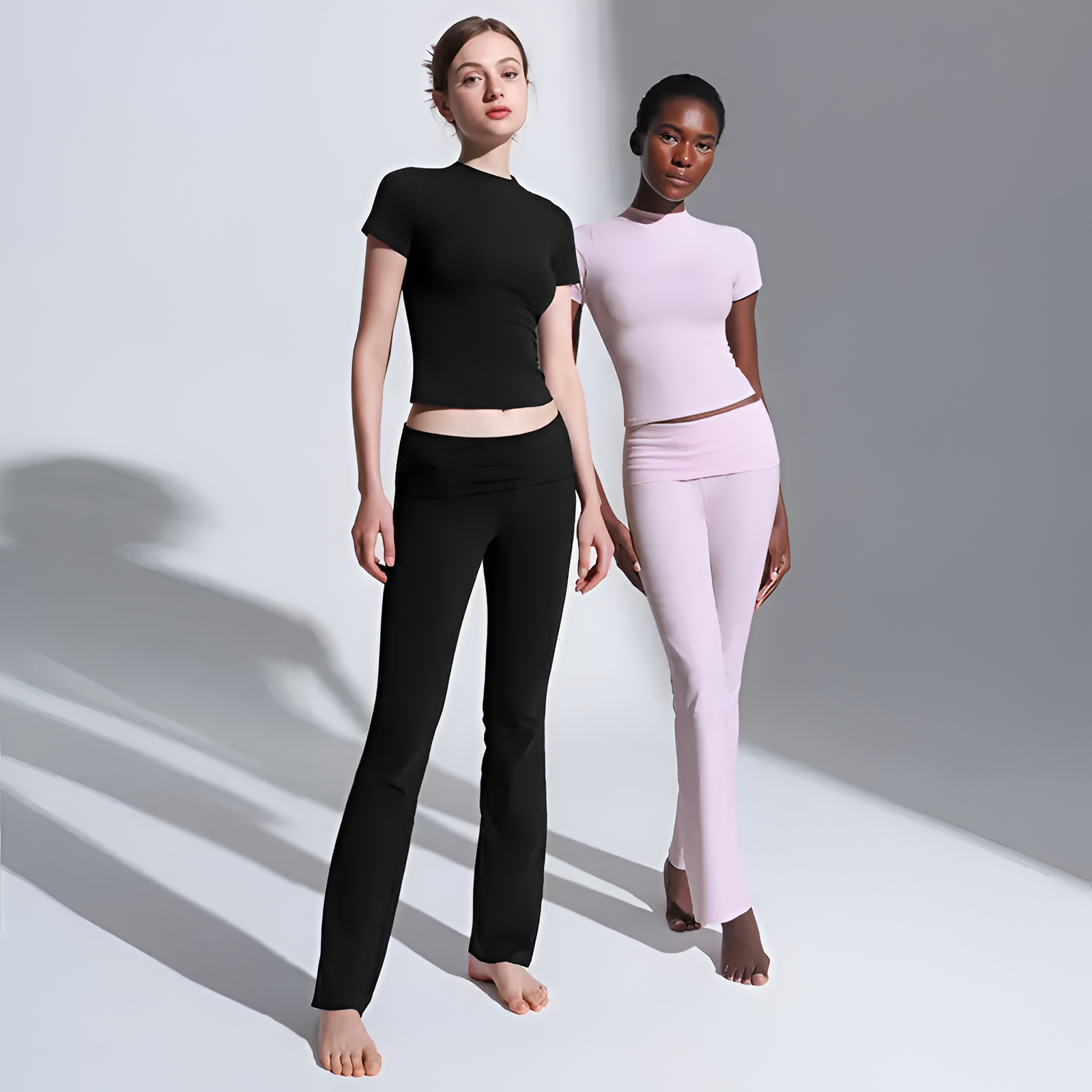 Casual Lounge Set With Short Sleeve Top And Flare Pants For Women