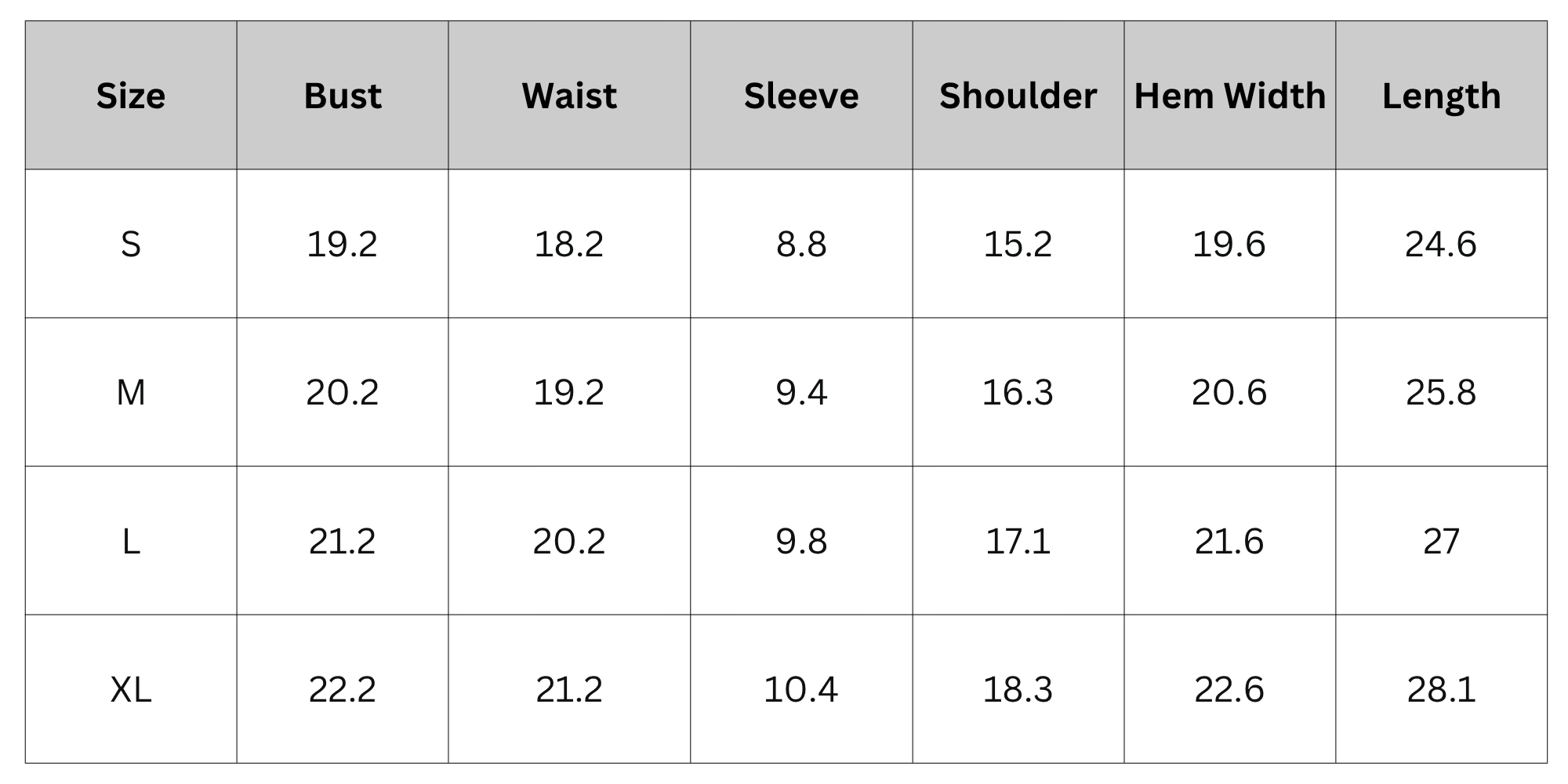 Size Chart