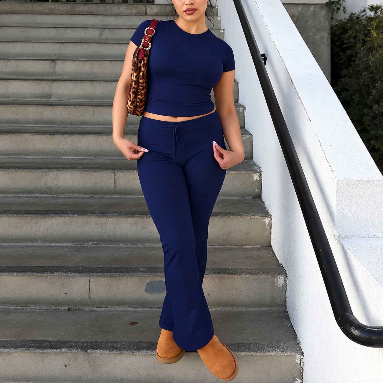 2 Pieces T Shirt And Pants Matching Set For Women