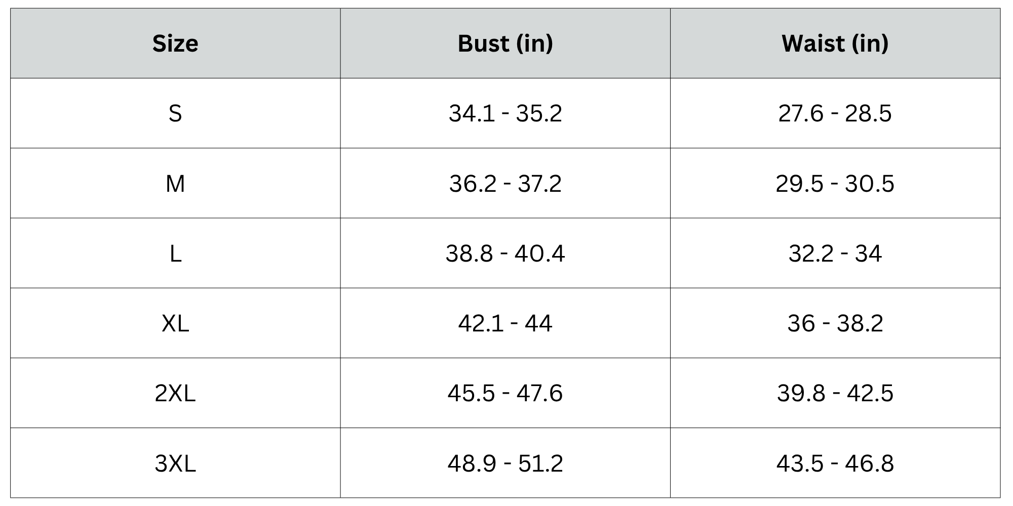 Size Chart