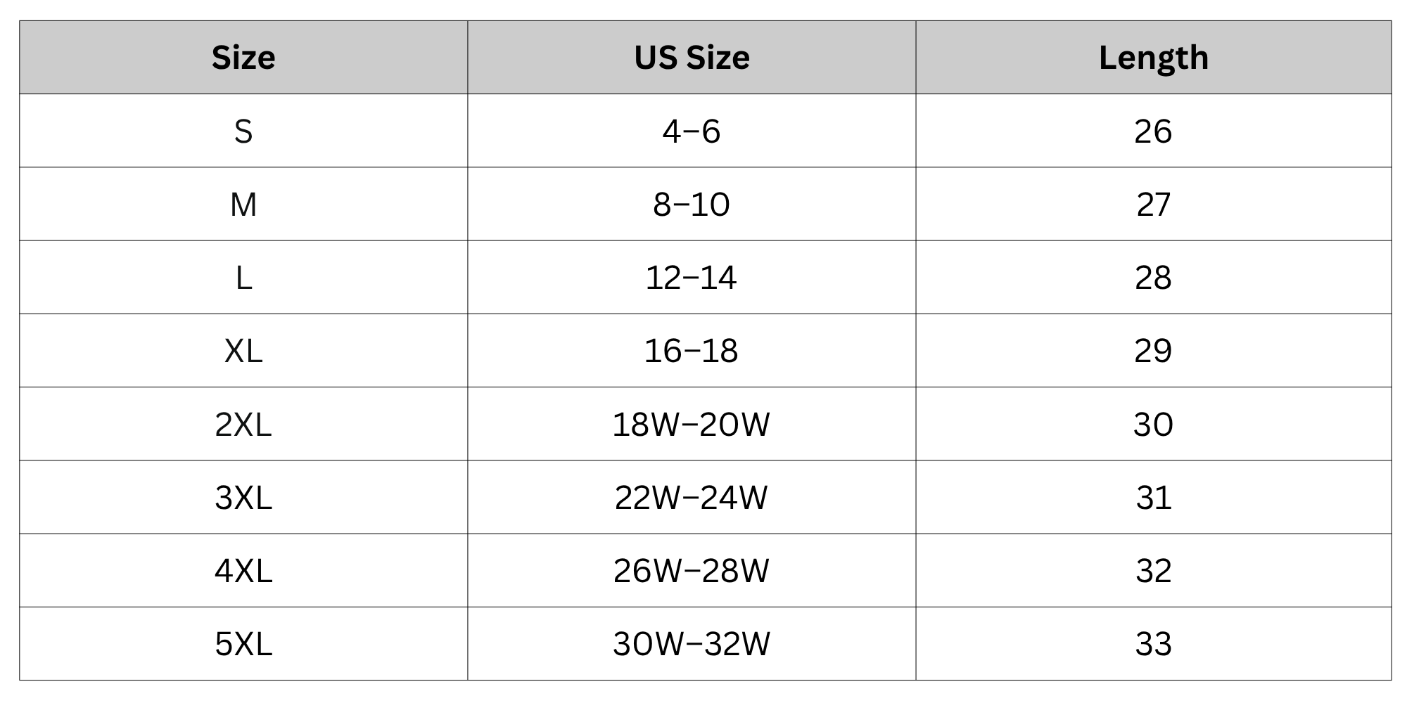 Size Chart