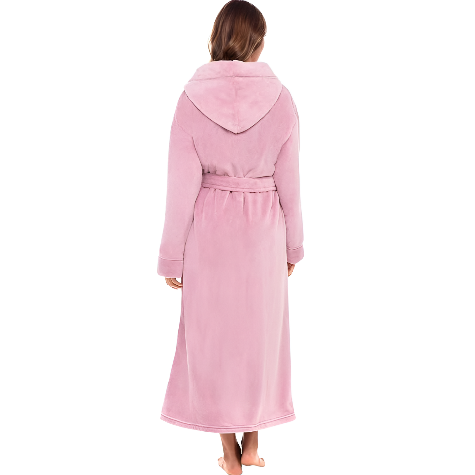 Plush Fleece Robe For Women Long Hooded Bathrobe With Hood Plus Size