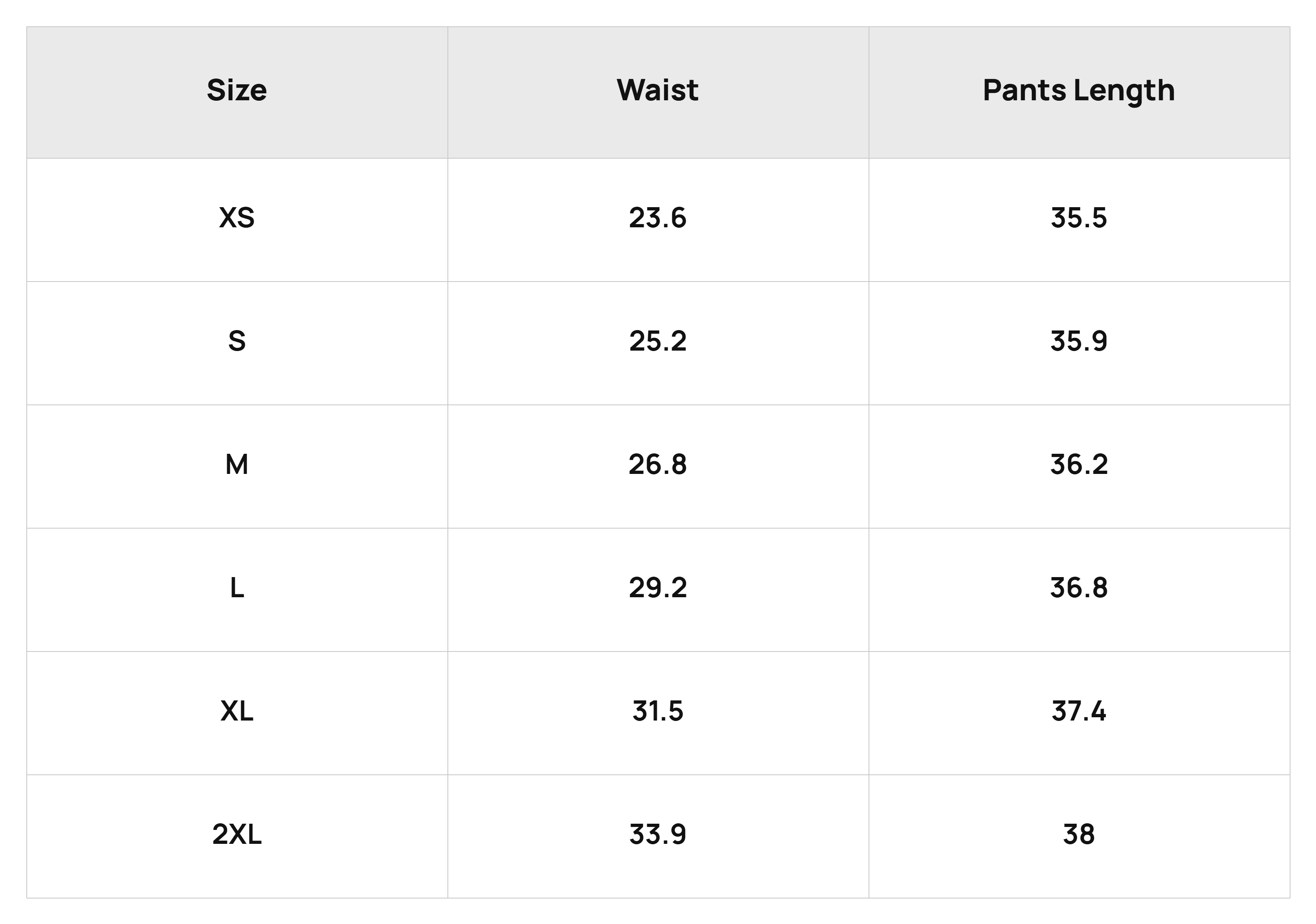 Size Chart