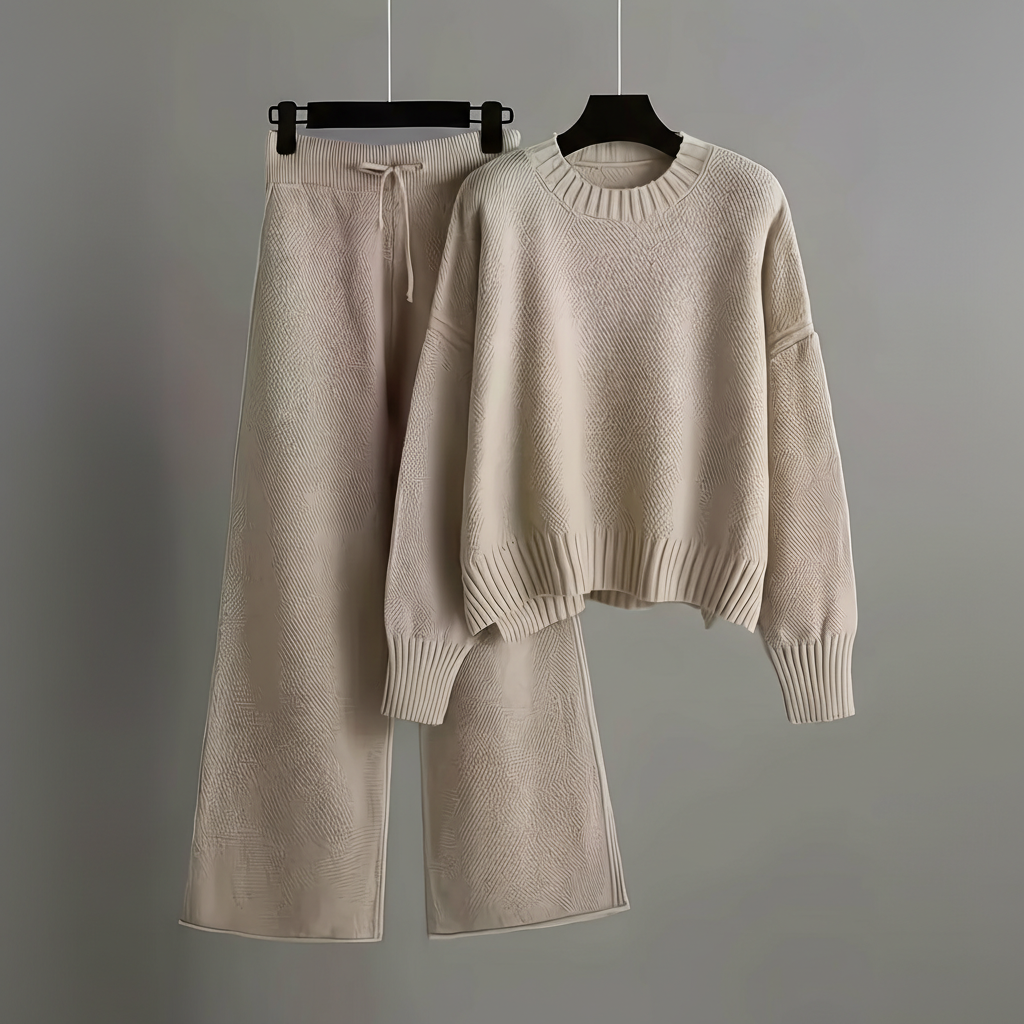 Seed Stitch Knit Sweater Pants Set