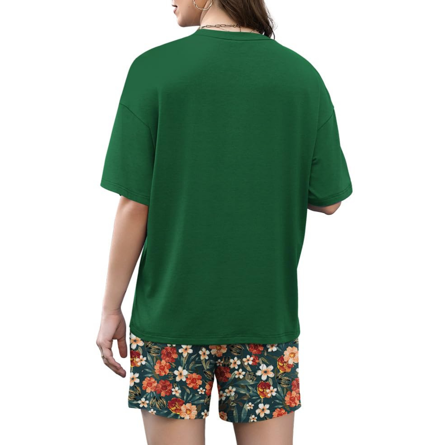 2 Pieces Top And Shorts Outfit Sleepwear Set For Women