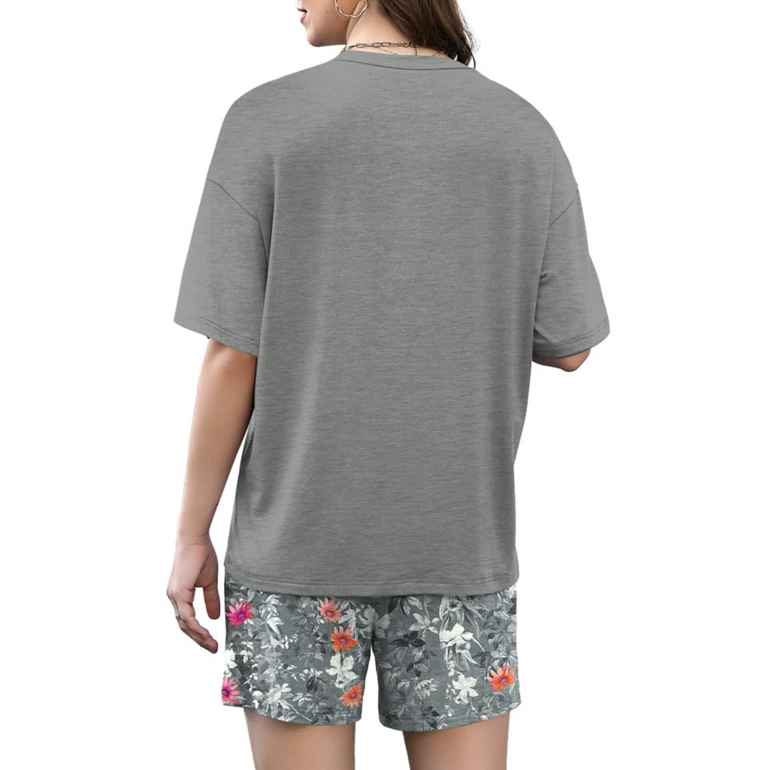 2 Pieces Top And Shorts Outfit Sleepwear Set For Women