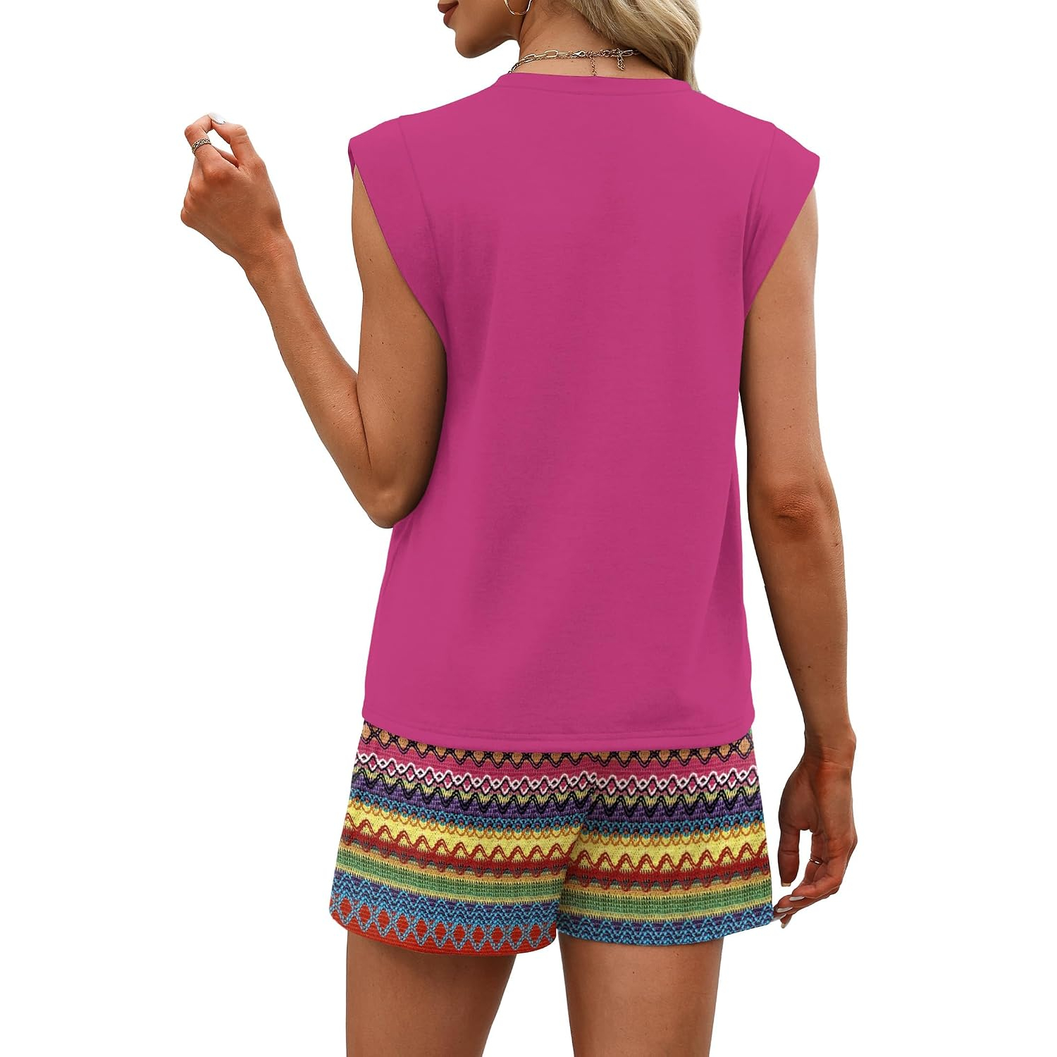 2 Pieces Beach Vacation Outfit Top And Shorts Set For Women