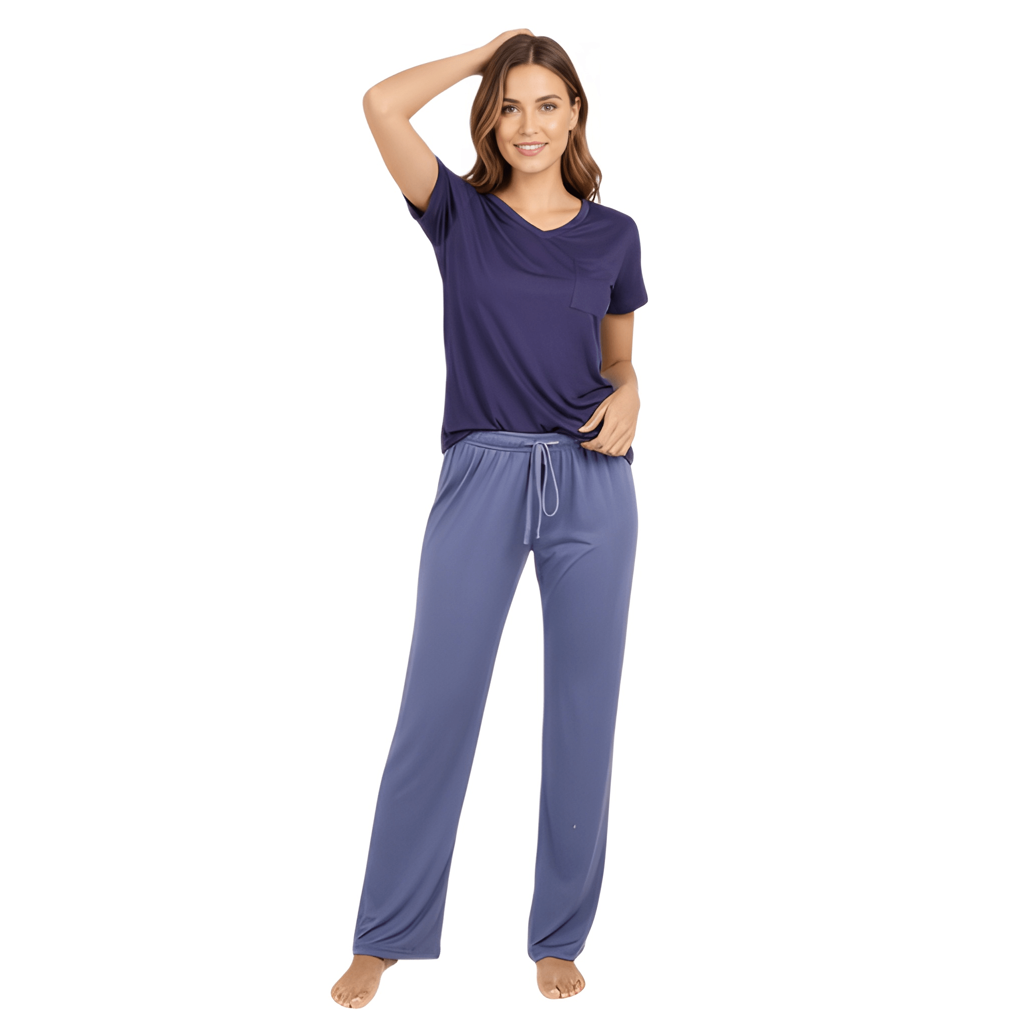 Women Pack Of 2  Short Sleeve With Pocket Pajama Set