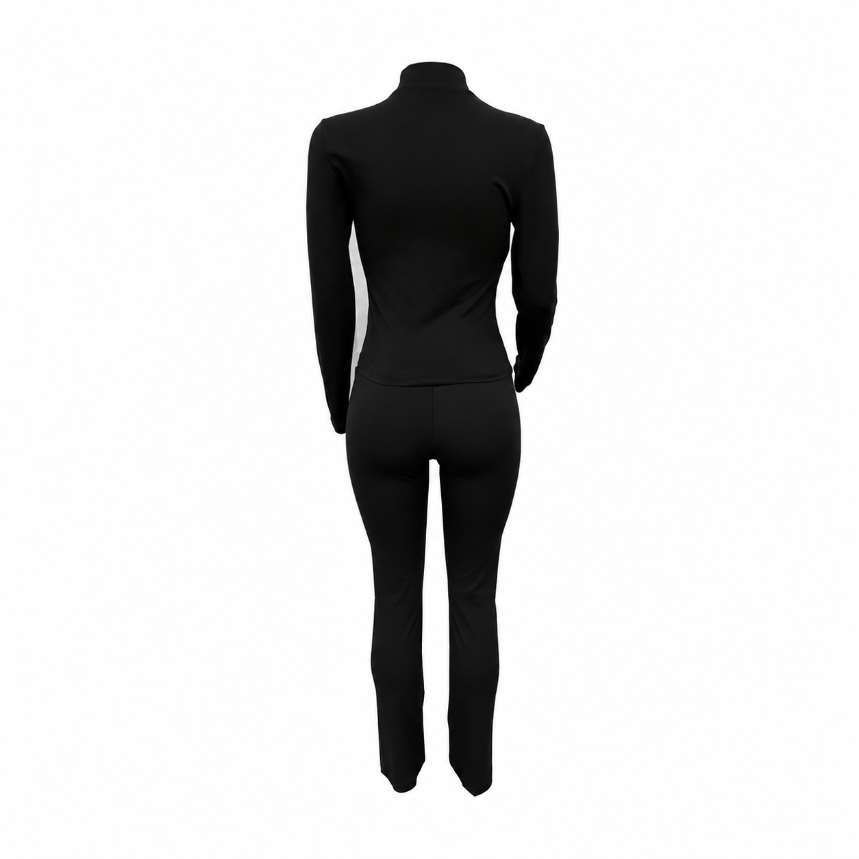 Zip Up Fitted Cardigan Top and Wide Cut Pants 2 Piece Set for Women