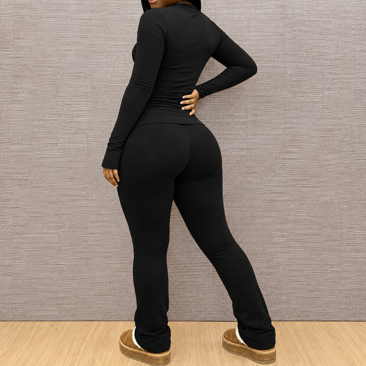 2 Pieces Long Sleeve Top And Pants Set For Women