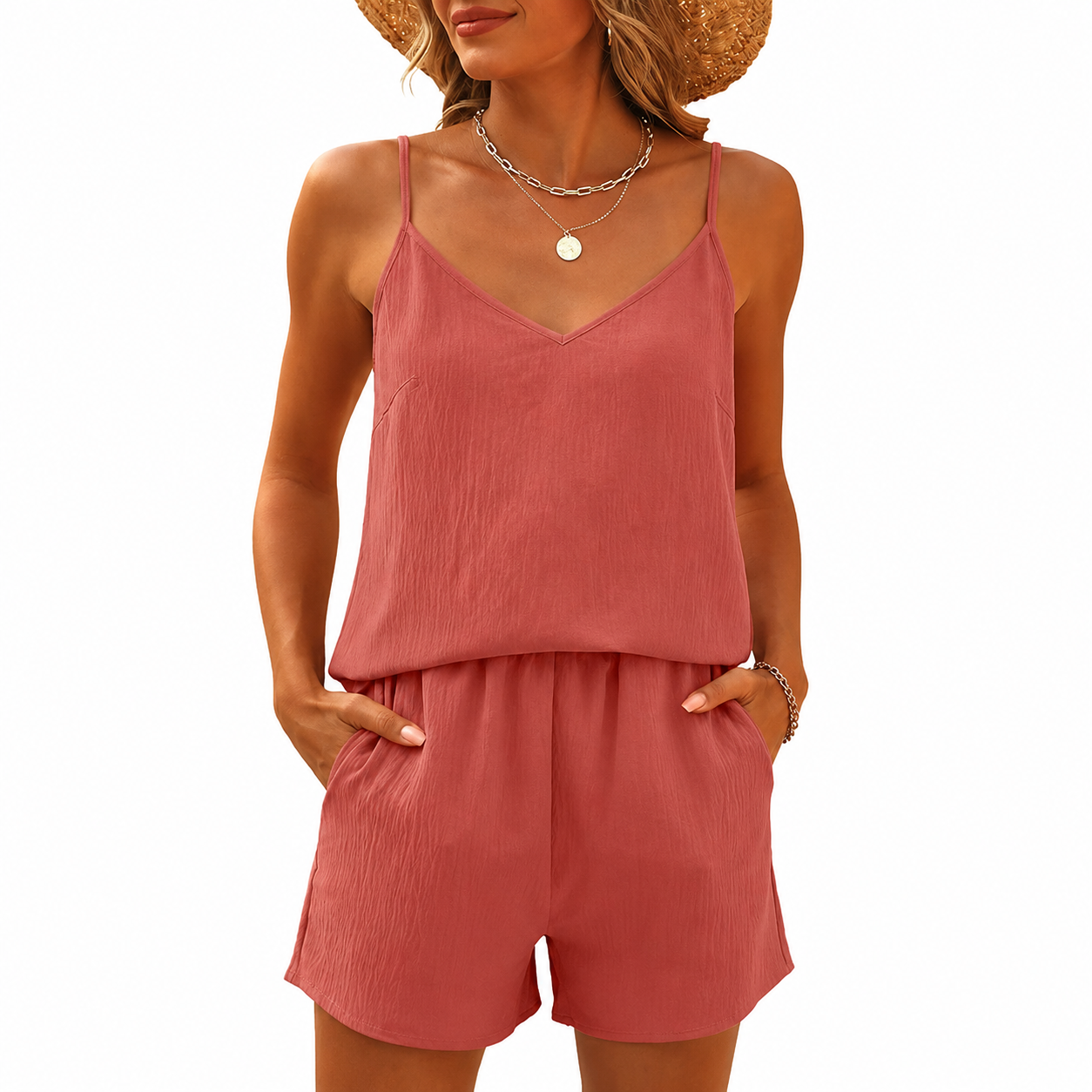 2 Piece Of Summer Wear Tank Top And Shorts Matching Lounge Set For Women