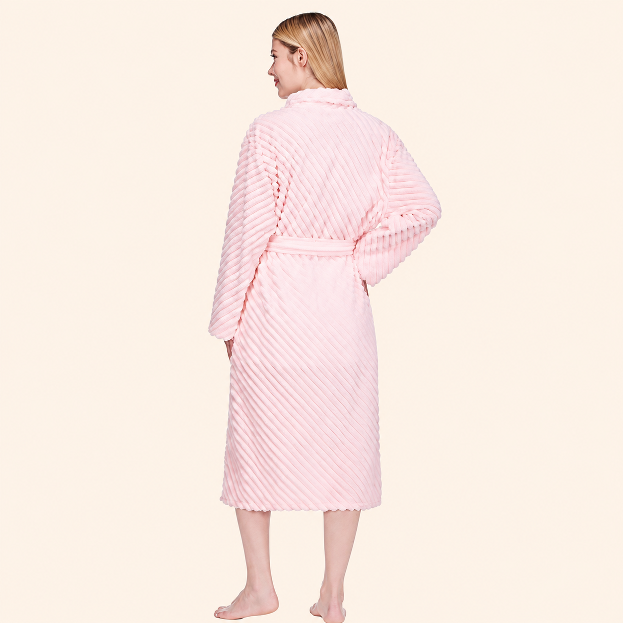 Ribbed Fleece Robe For Women