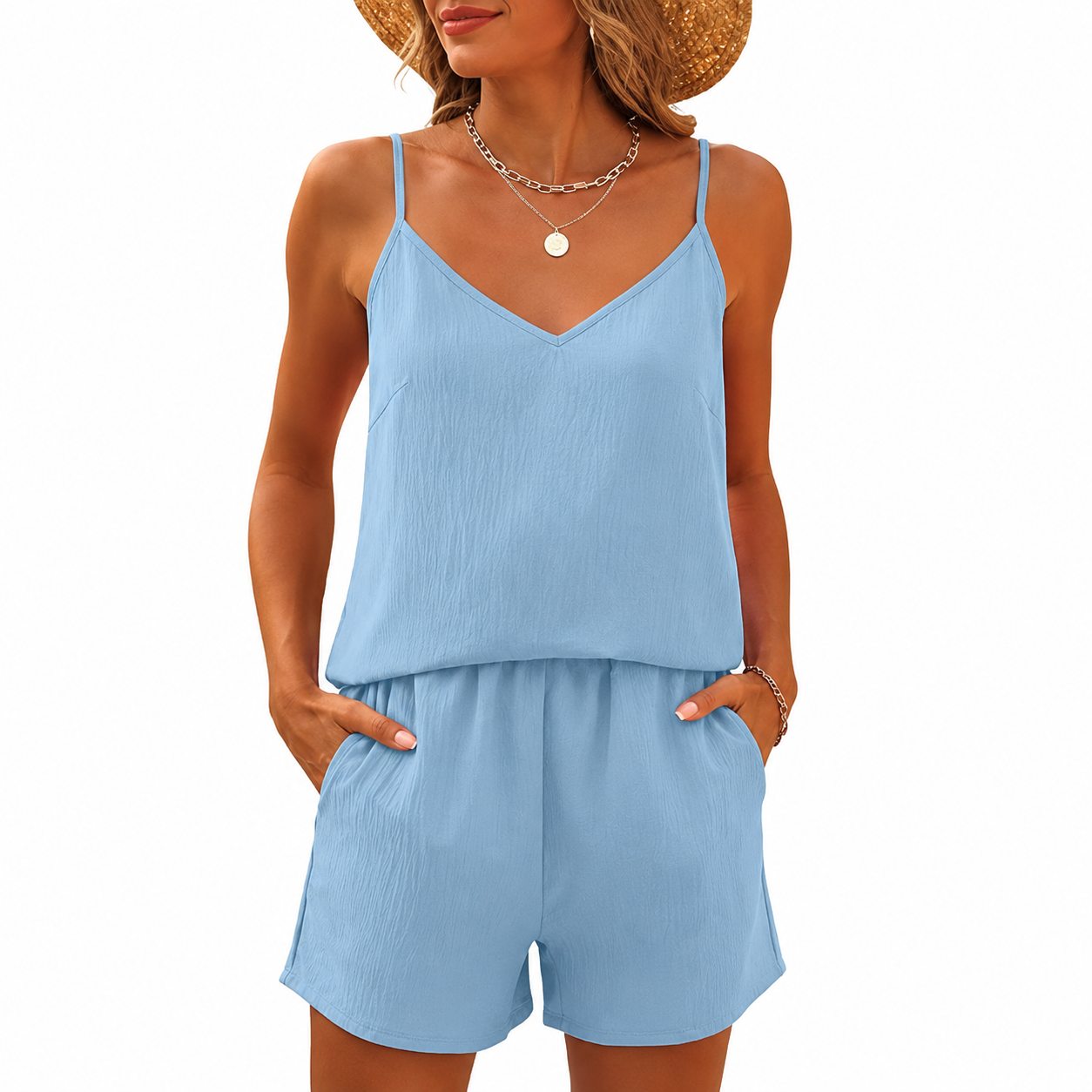 2 Piece Of Summer Wear Tank Top And Shorts Matching Lounge Set For Women