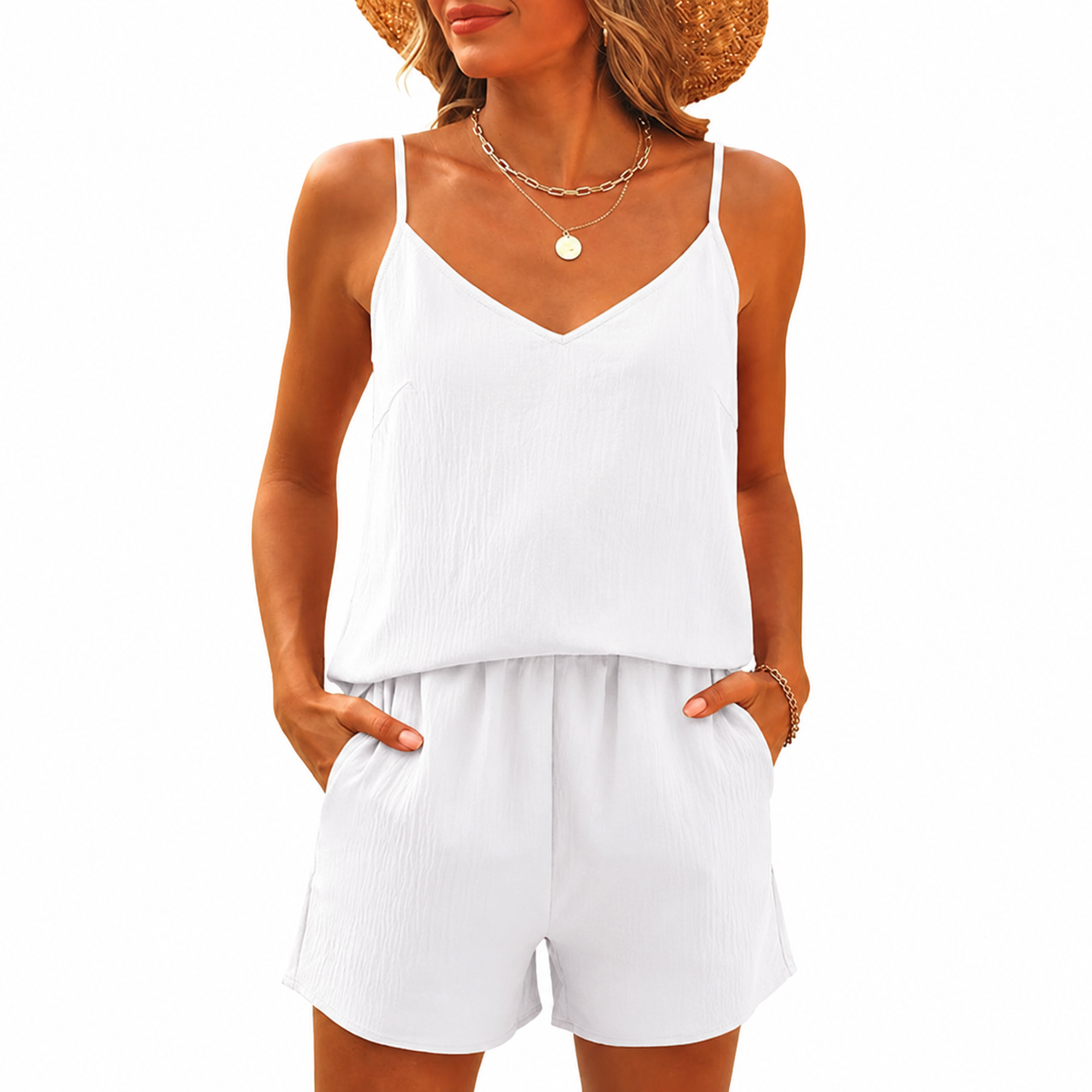 2 Piece Of Summer Wear Tank Top And Shorts Matching Lounge Set For Women