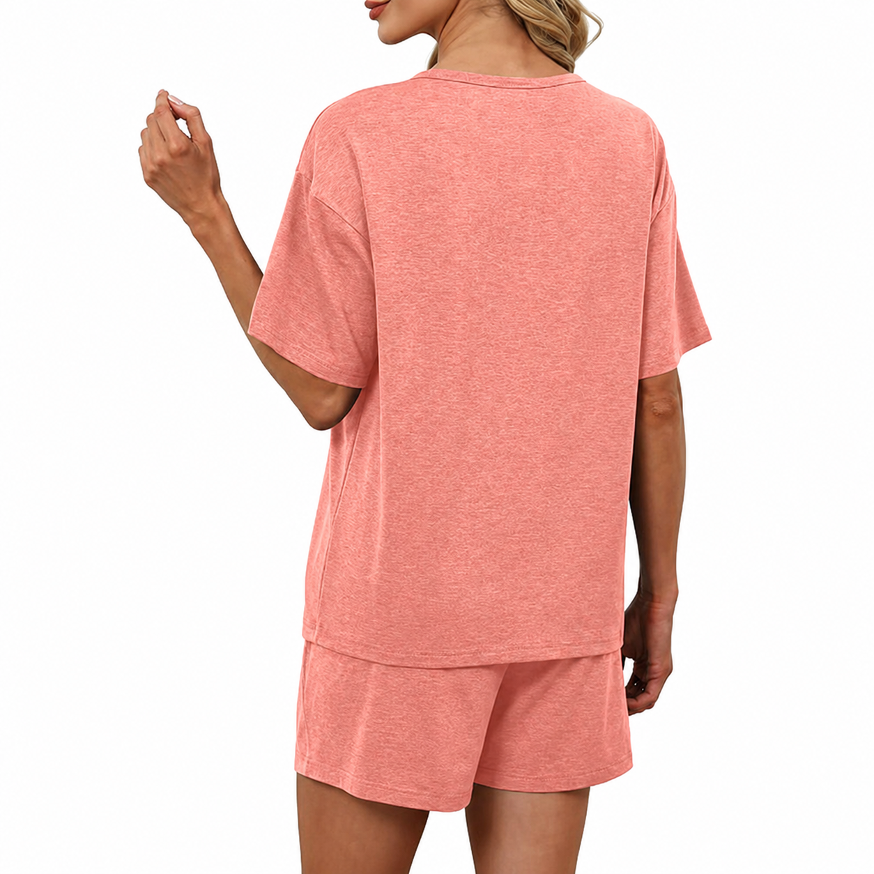 2 Piece Of Button Down Short Sleeve Tops And Shorts Set With Pockets For Women