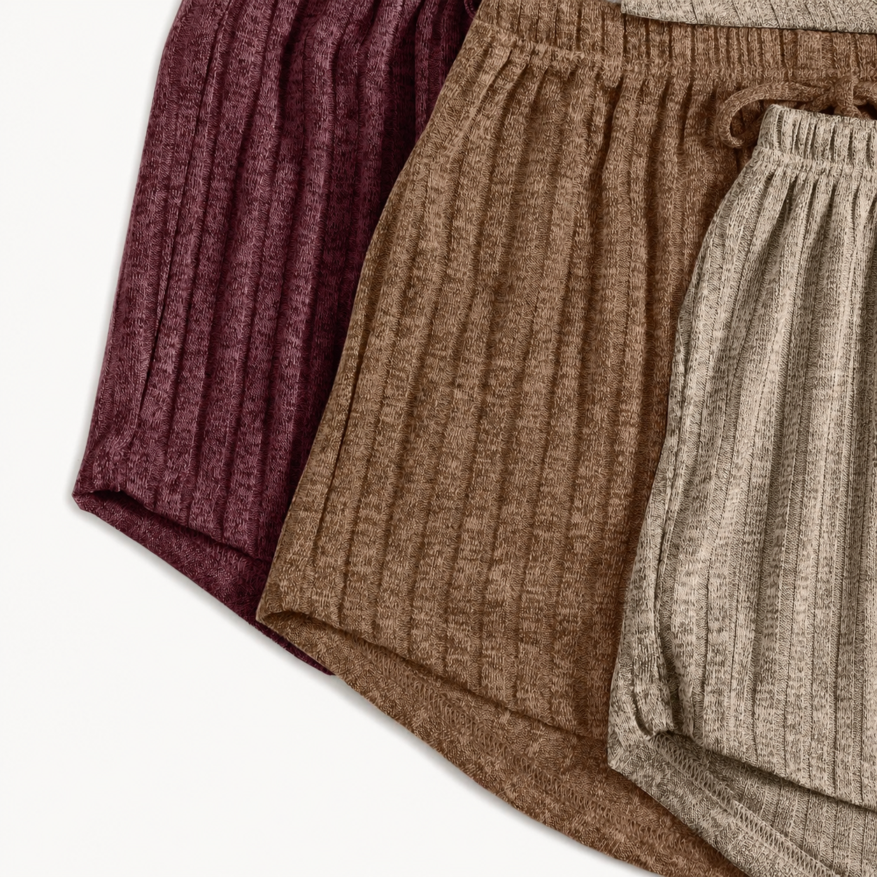 Pack Of 3 Of Solid Ribbed Knit Camisole Top And Shorts Pajama Set For Women