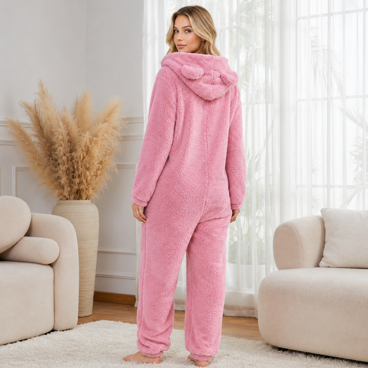 Cozy Fleece Winter Hooded Loungewear Pajamas For Women