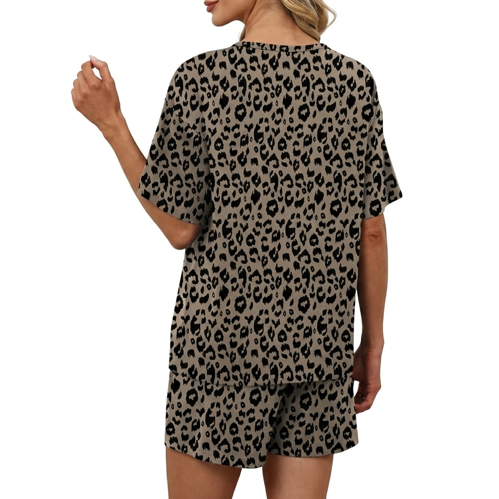 2 Piece Of Button Down Short Sleeve Tops And Shorts Set With Pockets For Women