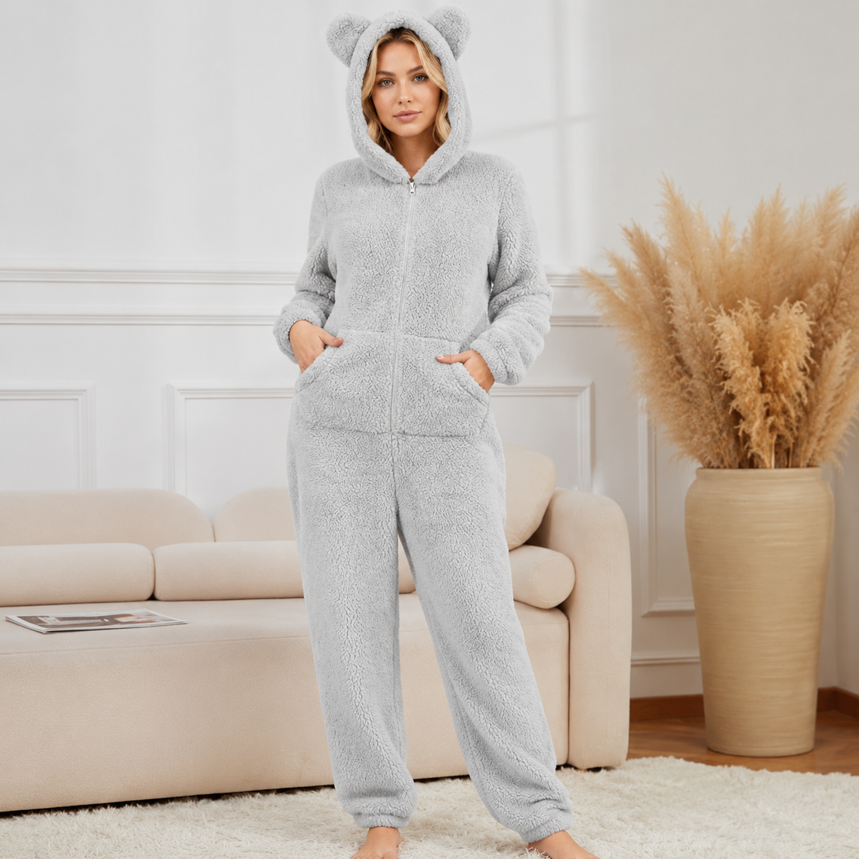 Cozy Fleece Winter Hooded Loungewear Pajamas For Women
