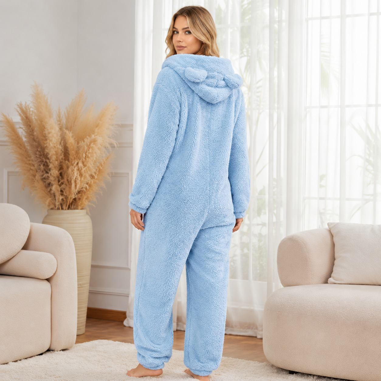 Cozy Fleece Winter Hooded Loungewear Pajamas For Women
