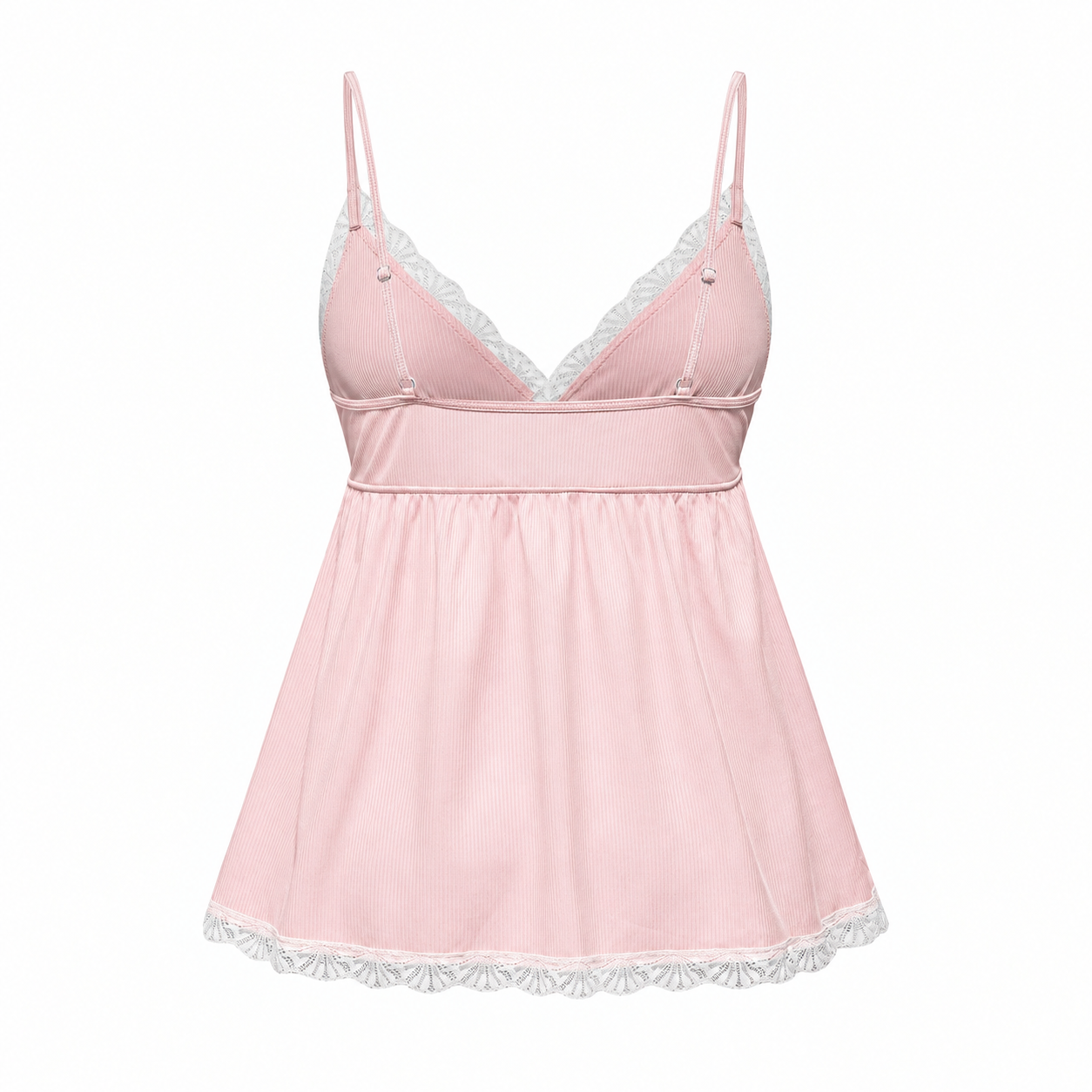 Ribbed Lace Camisole and Shorts 2 Piece Pajama Set for Women