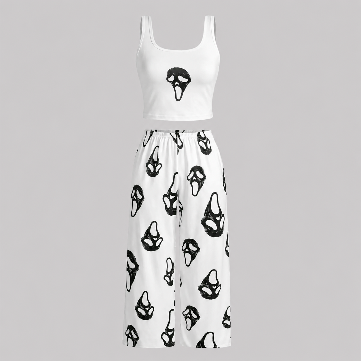 Halloween Graphic Print Tank Top And Long Pants Two Piece Pajama Set For Women
