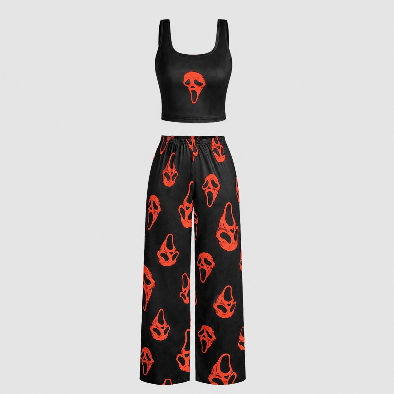 Halloween Graphic Print Tank Top And Long Pants Two Piece Pajama Set For Women