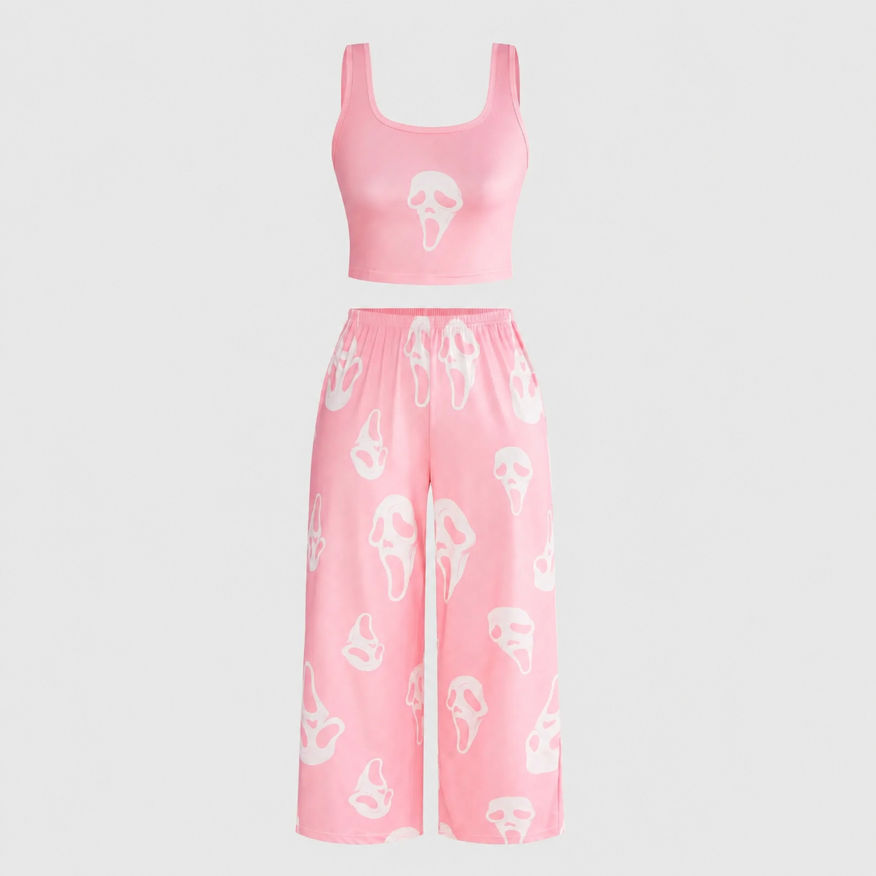 Halloween Graphic Print Tank Top And Long Pants Two Piece Pajama Set For Women
