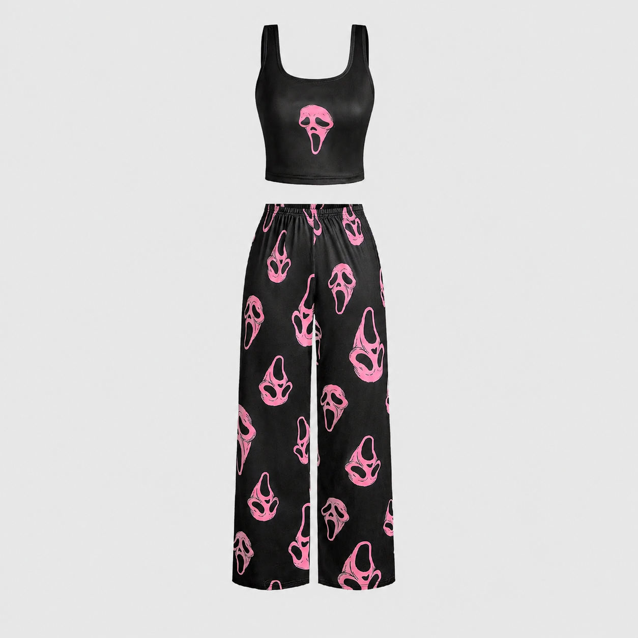 Halloween Graphic Print Tank Top And Long Pants Two Piece Pajama Set For Women