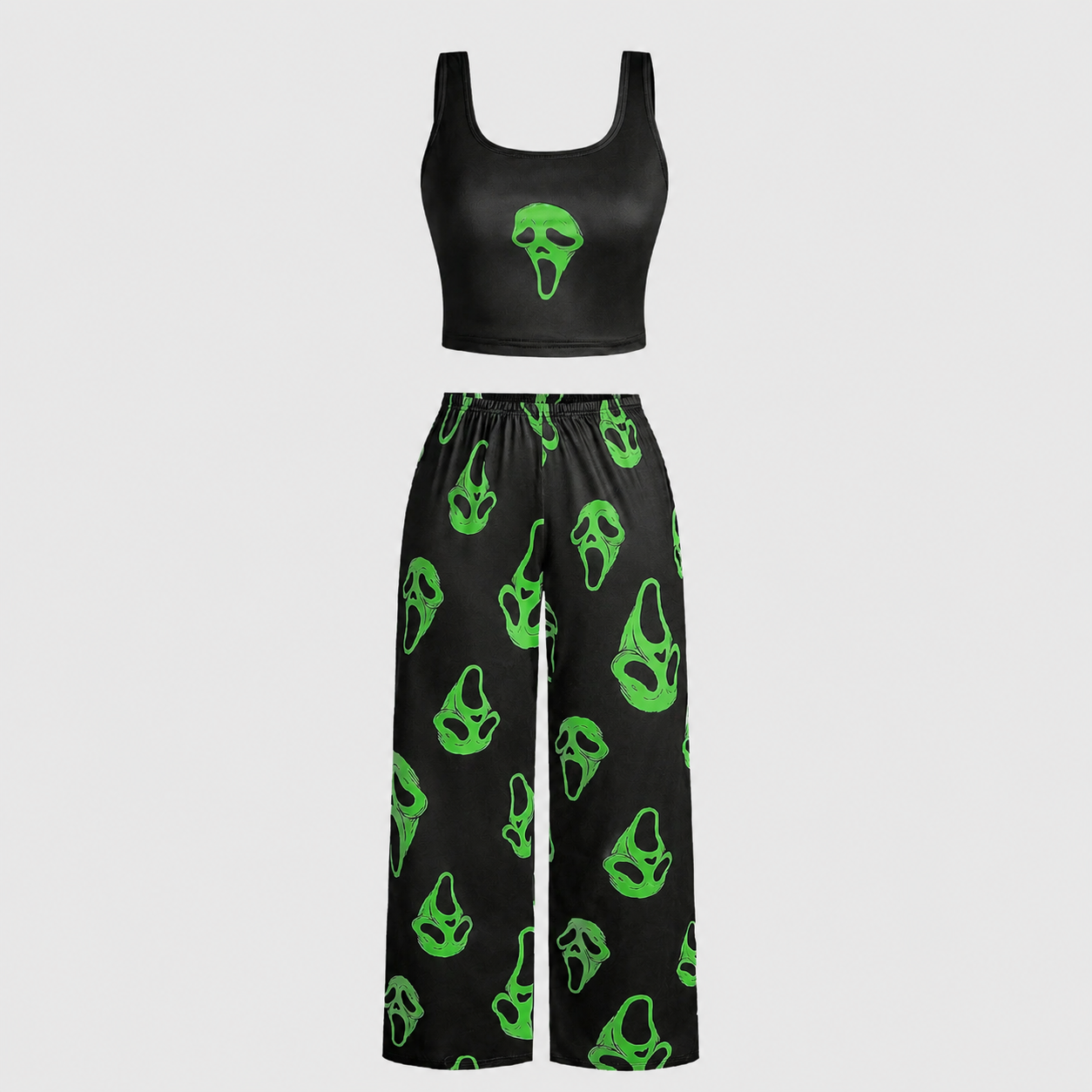 Halloween Graphic Print Tank Top And Long Pants Two Piece Pajama Set For Women