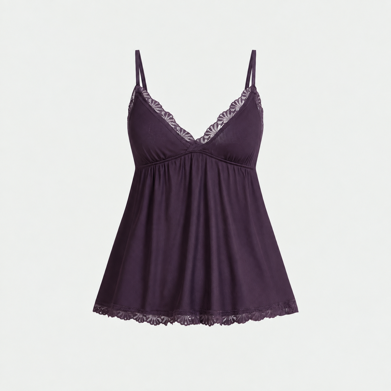 Ribbed Lace Camisole and Shorts 2 Piece Pajama Set for Women