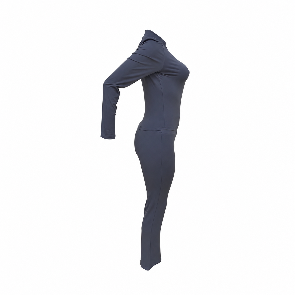 Zip Up Fitted Cardigan Top and Wide Cut Pants 2 Piece Set for Women
