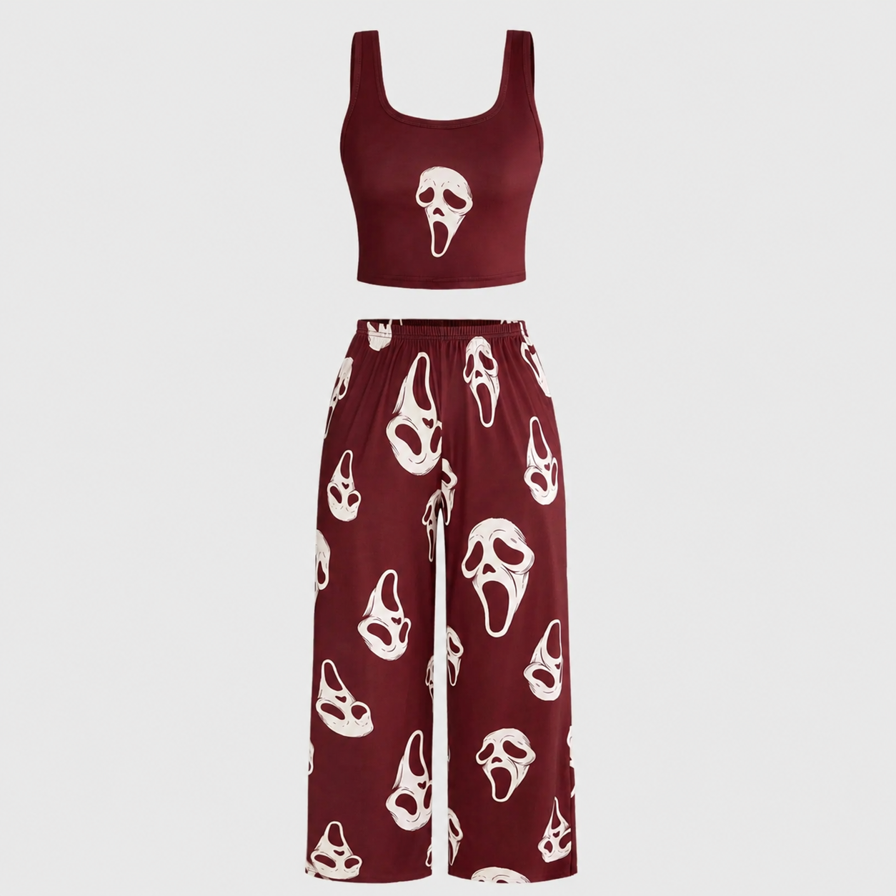 Halloween Graphic Print Tank Top And Long Pants Two Piece Pajama Set For Women