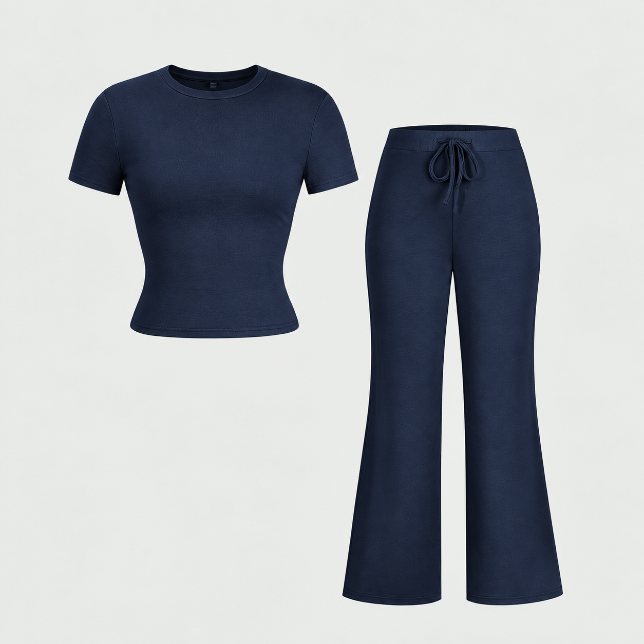 Short Sleeve T Shirt and Straight Pants 2 Piece Casual Activewear Set for Women