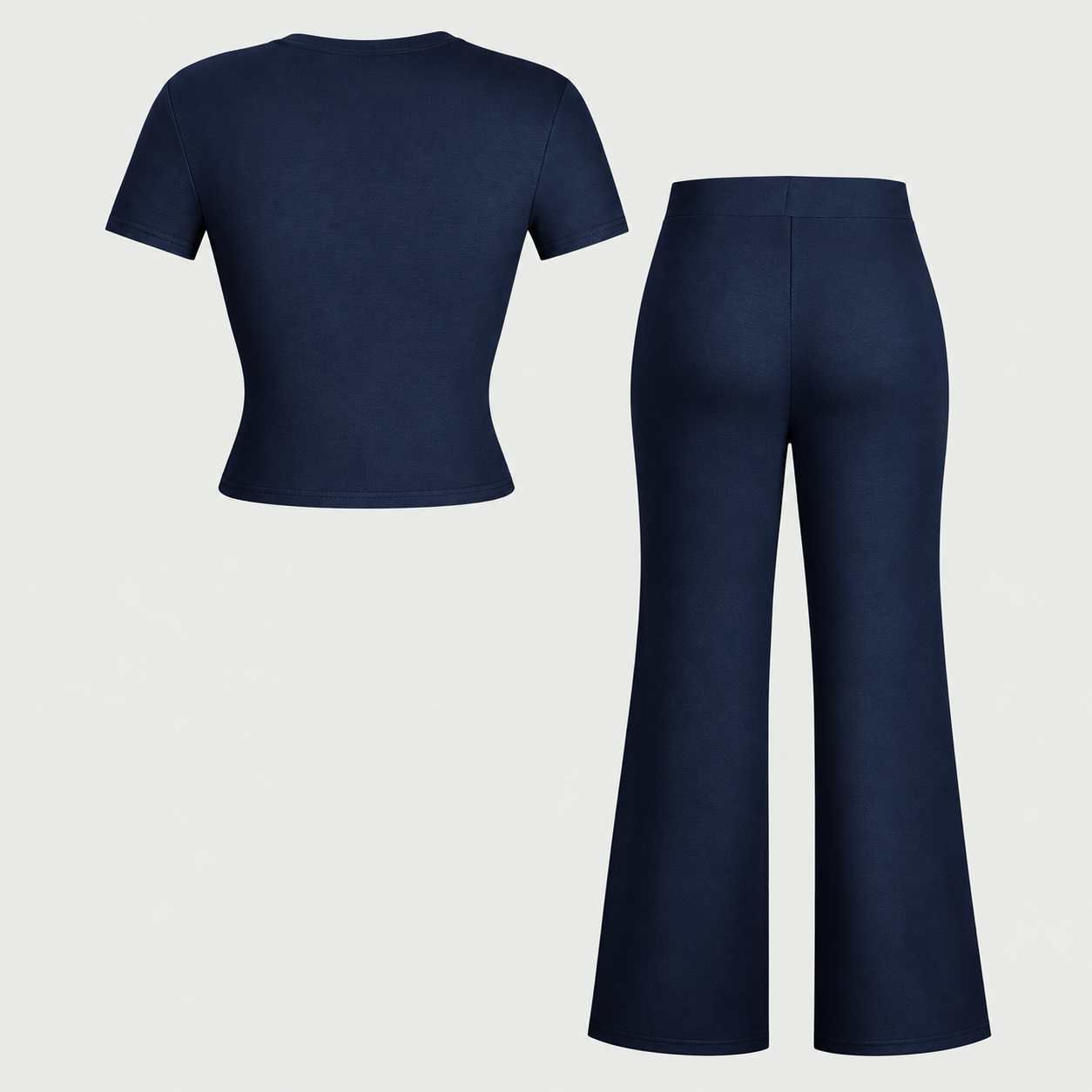Short Sleeve T Shirt and Straight Pants 2 Piece Casual Activewear Set for Women