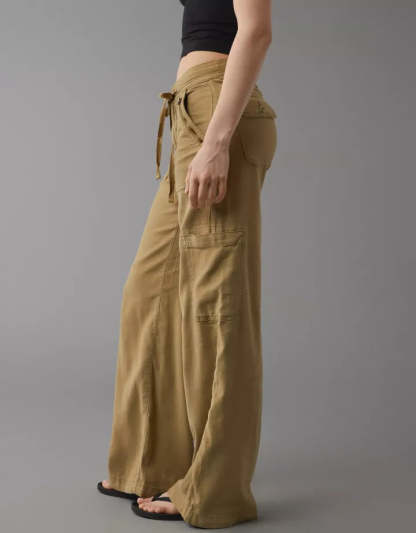 Linen Cargo Pants With Side Pockets