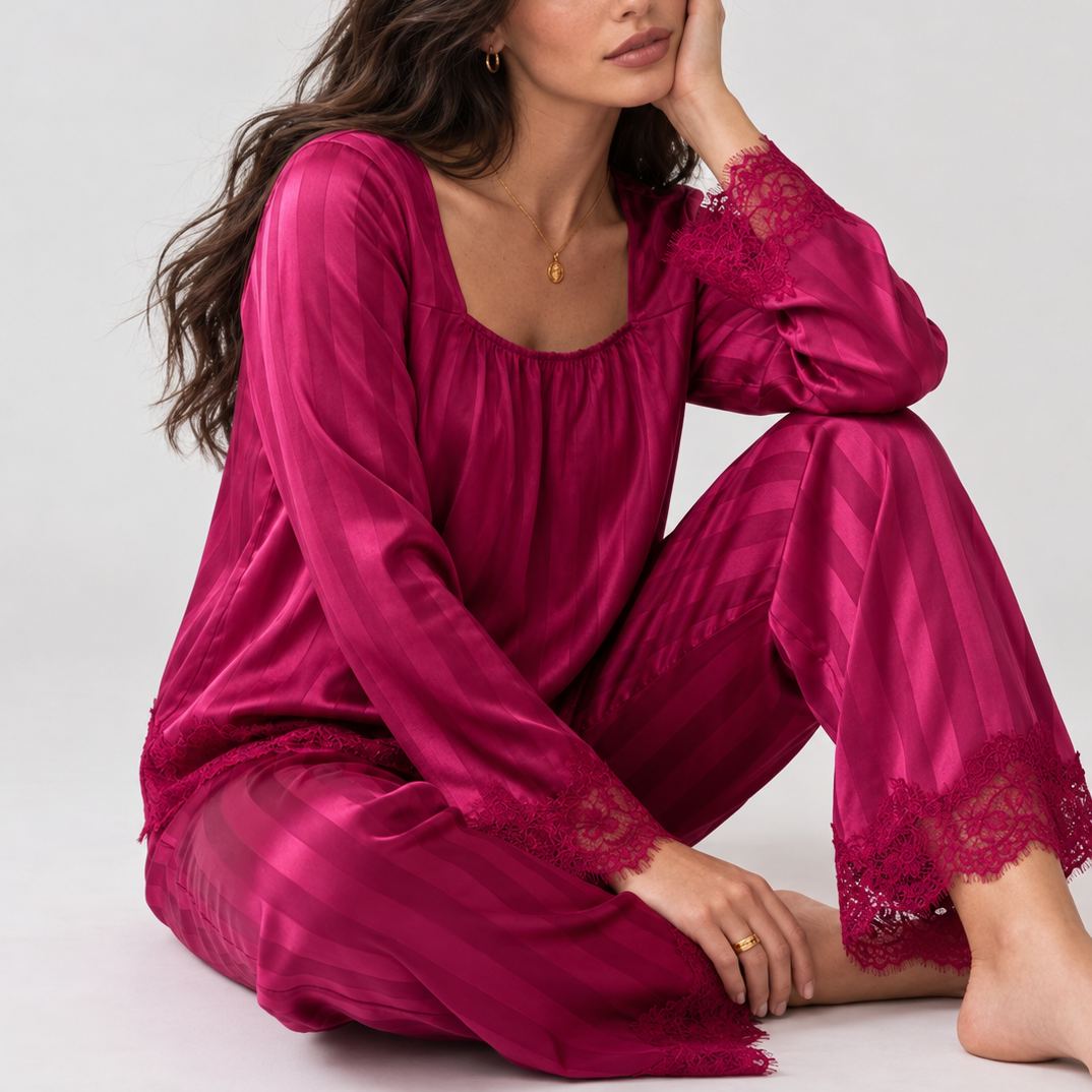 Casual Lace Trim Camisole Pajama Outfit For Women