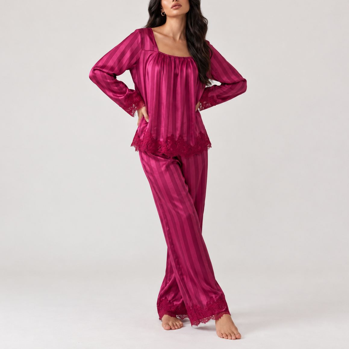 Casual Lace Trim Camisole Pajama Outfit For Women