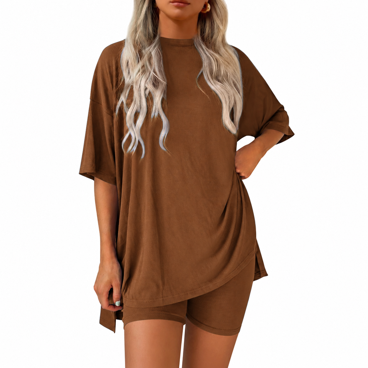 2 Pieces Oversized T Shirt And Shorts Set For Women