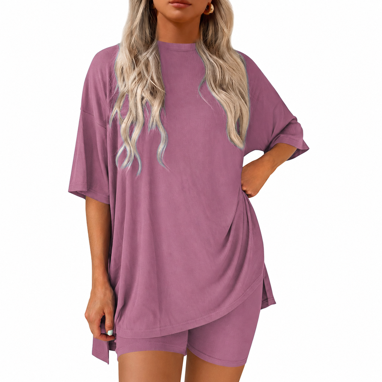 2 Pieces Oversized T Shirt And Shorts Set For Women