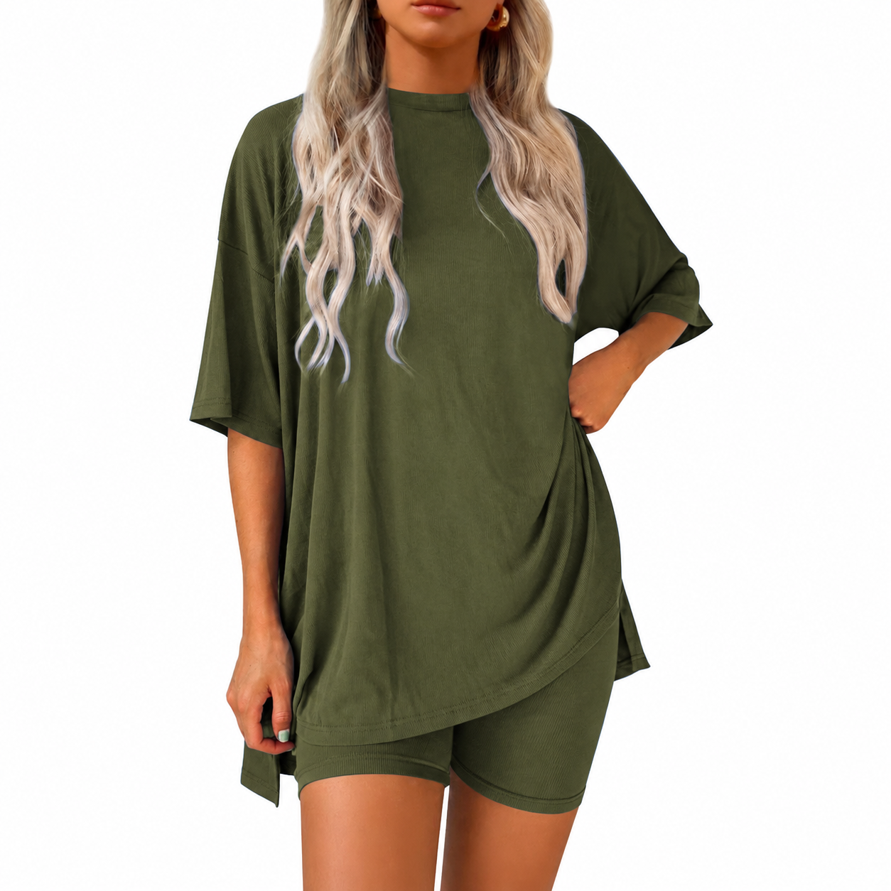 2 Pieces Oversized T Shirt And Shorts Set For Women
