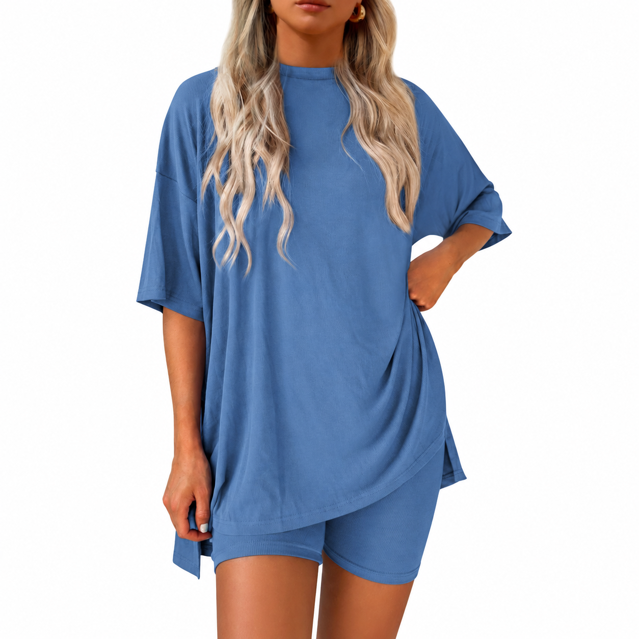 2 Pieces Oversized T Shirt And Shorts Set For Women