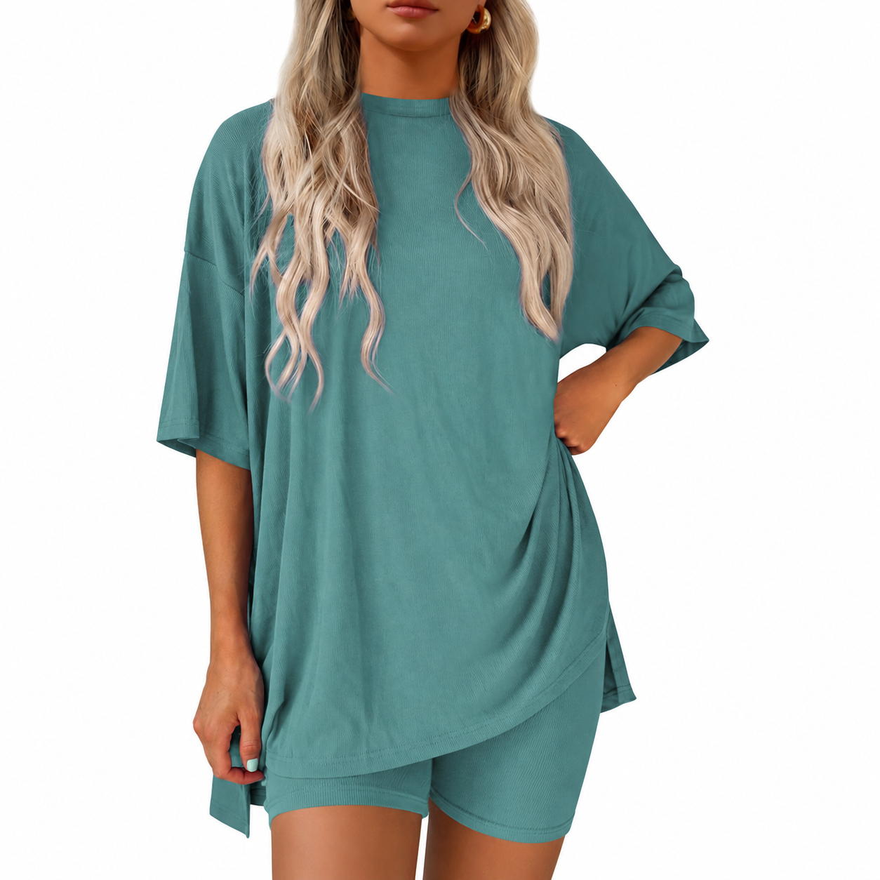 2 Pieces Oversized T Shirt And Shorts Set For Women