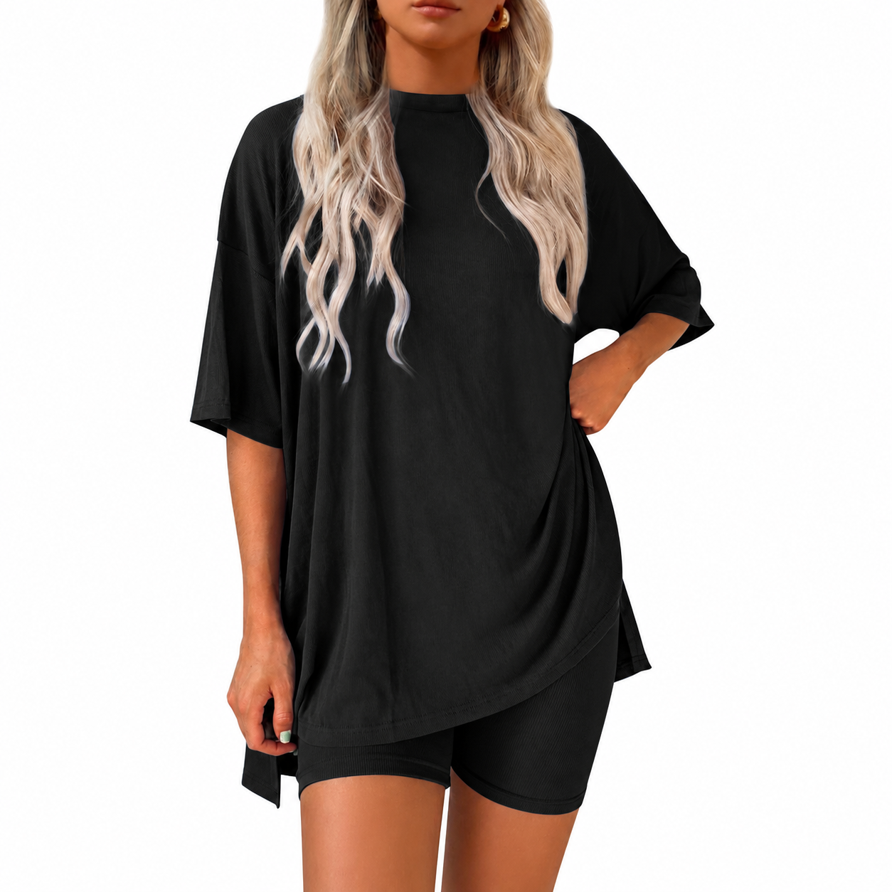 2 Pieces Oversized T Shirt And Shorts Set For Women