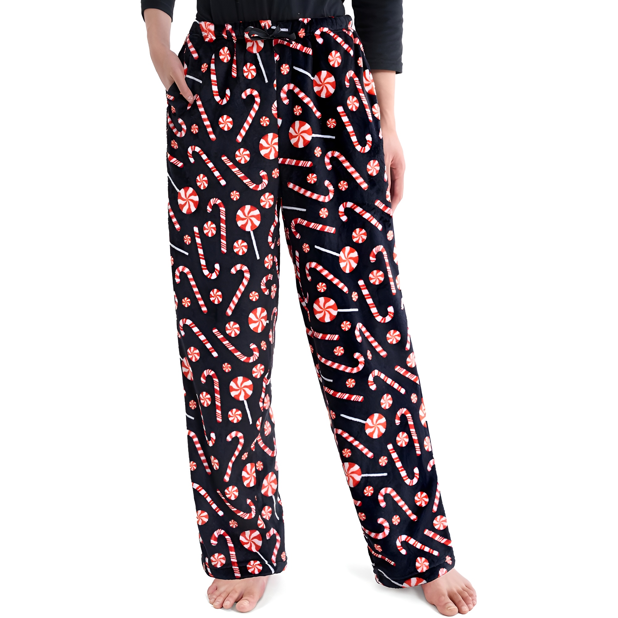 Holiday Print Pajama Pants With Drawstring