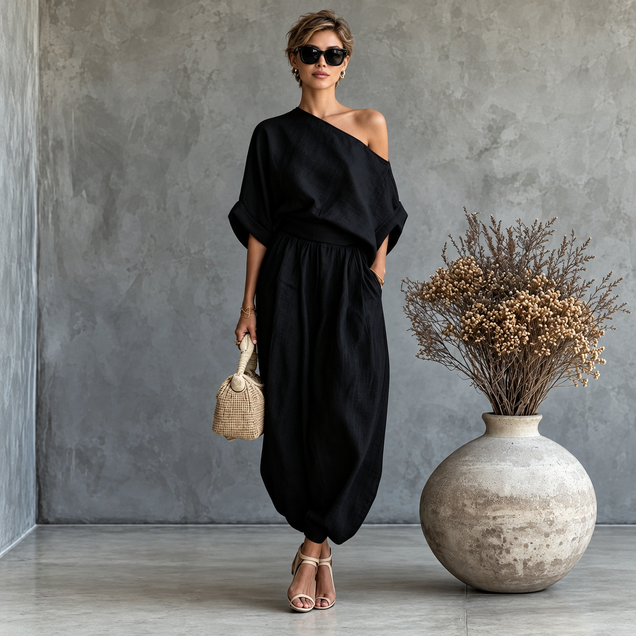 Casual Two Piece Vacation Set with Flowing Fit for Women
