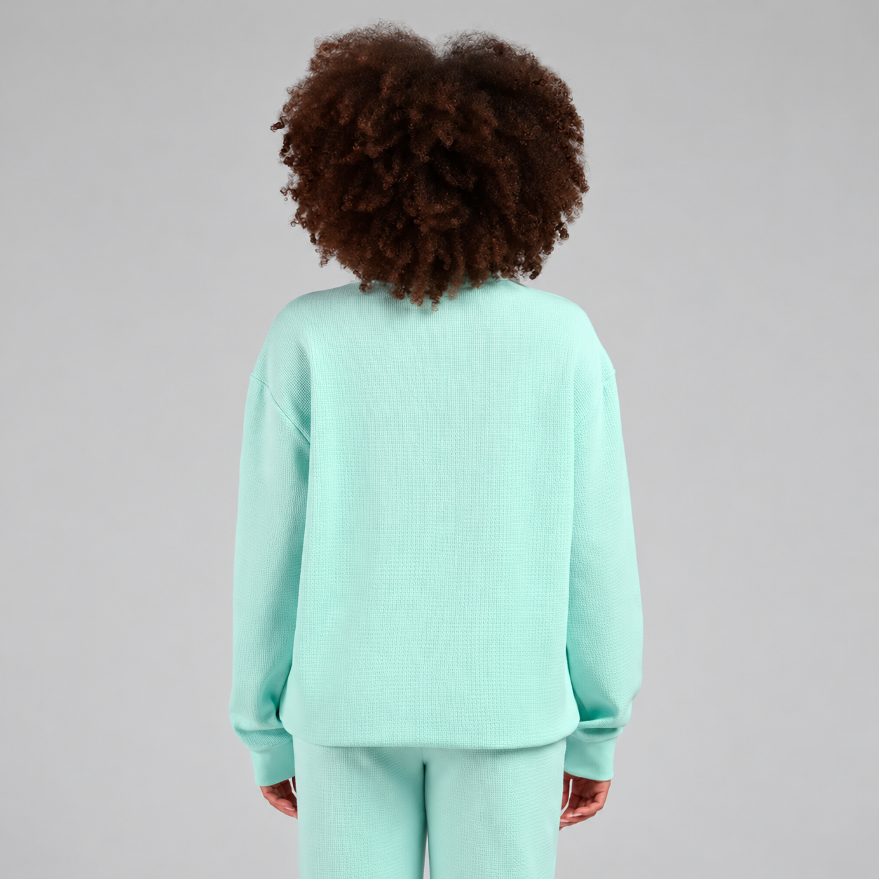 Casual Waffle Knit Pullover For Homewear For Women