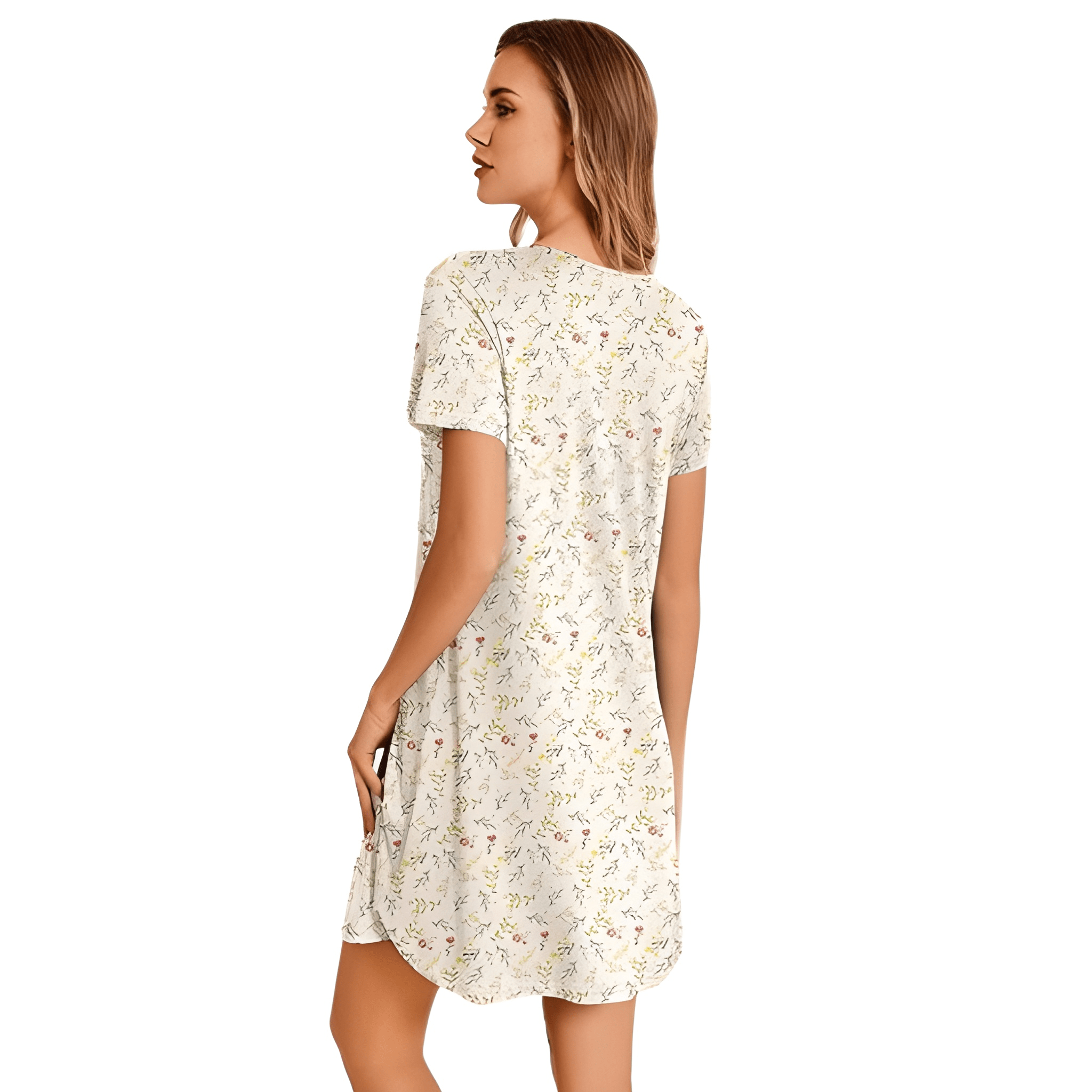 Nightgowns For Women With Pleated Sleep Shirt And Lace Trim